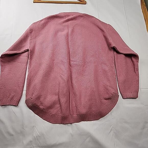 Long Sleeve Waffle Knit Sweater Crew Neck Pink Pullover XXL Oversized MEROKEETY - Picture 4 of 4